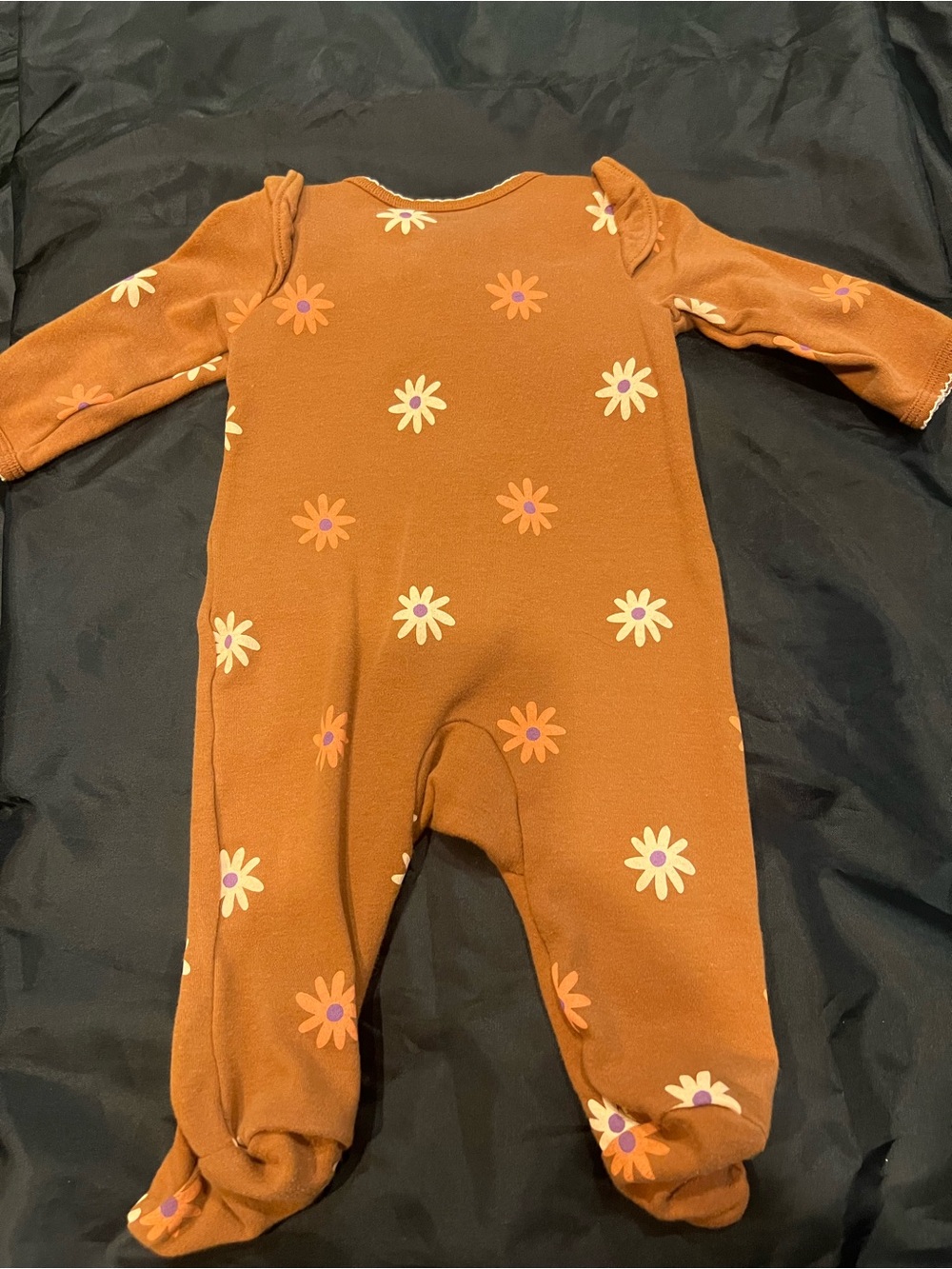 Carter's Rust Brown Floral Hedgehog Footed One-Piece - Picture 7 of 7